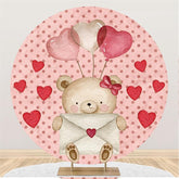 Lofaris Pink Love Letter Teddy Bear Round Wedding Backdrop